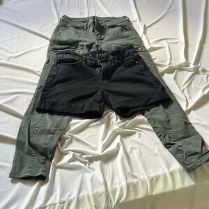 LOT OF 2! Pair of black casual shorts and green pant, size 2 whbm